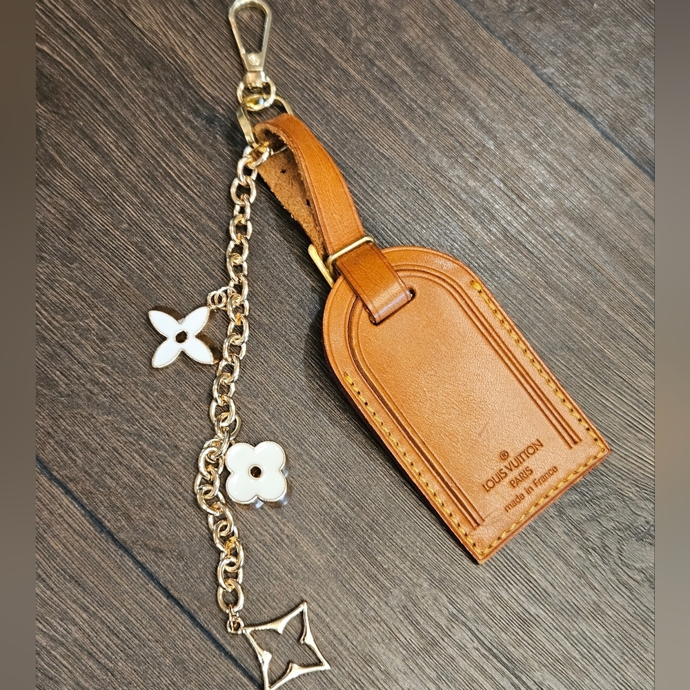 Authentic Louis Vuitton Luggage Tag with Unbranded Keycharm, Keychain.